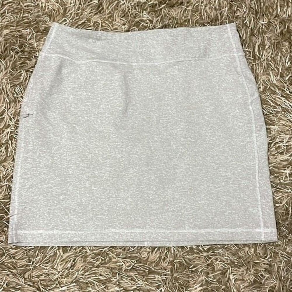 Duluth Trading Co Womens Space Dye NoGa Side Pocket Active Mini Skort Gray Large